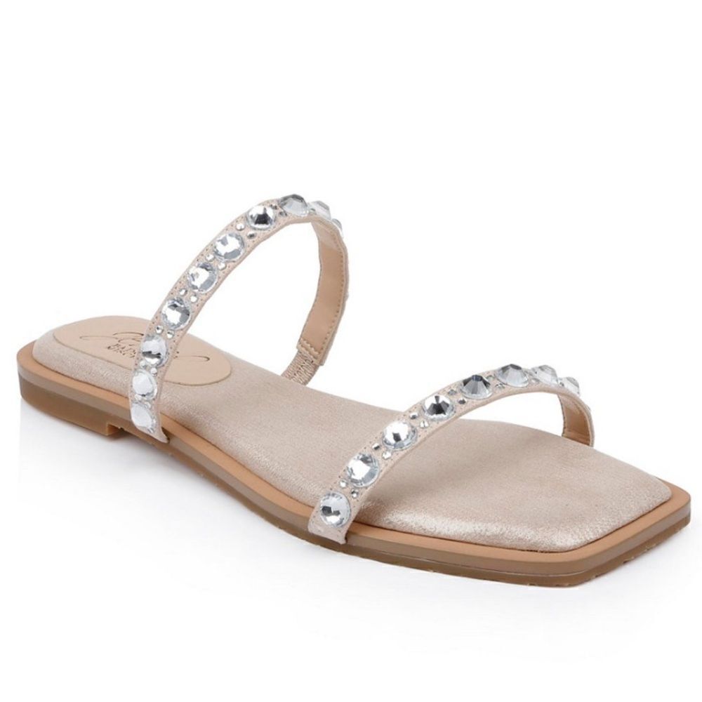 NIB Badgley Mischka Jewel Honesty Evening Flat Slide Sandals Sz 10